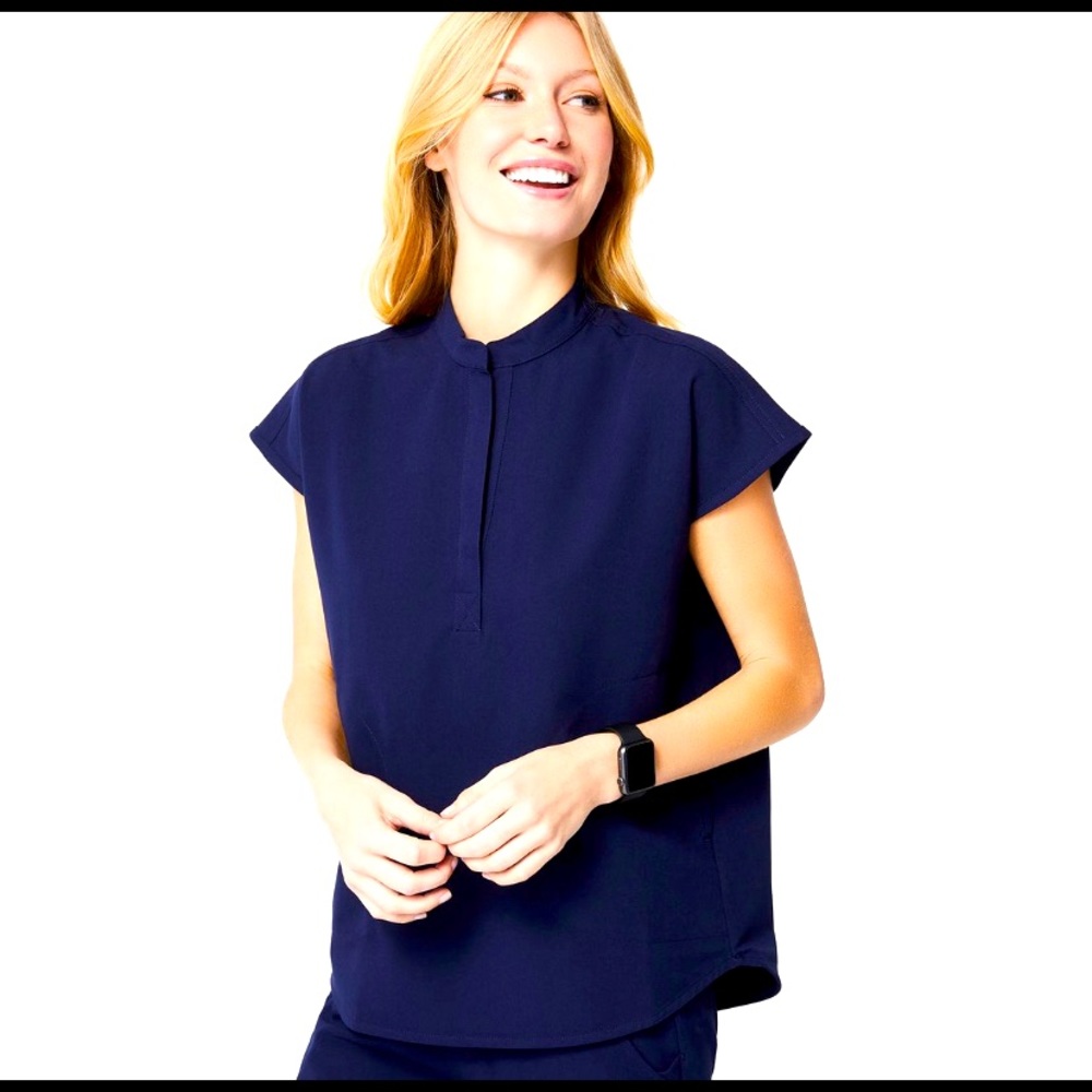 FIGS Navy blue Rafaela mandarin scrub top